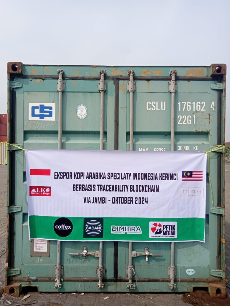 Pengiriman Kedua Kopi Arabika Kerinci Berbasis Blockchain dari Pelabuhan Talang Dukuh Jambi ke Jepang dan Malaysia