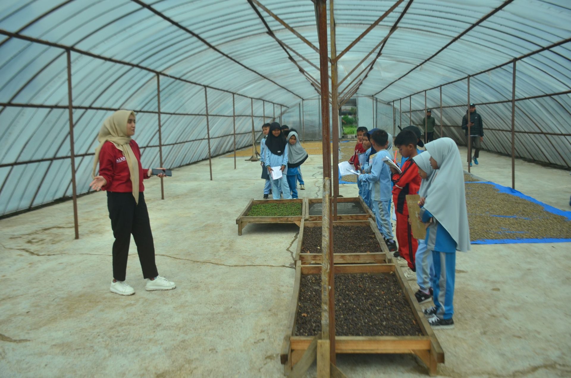 Siswa SD TQ Cahaya Sunnah Belajar Kewirausahaan dan Proses Produksi Kopi di Pabrik ALKO, Kayu Aro