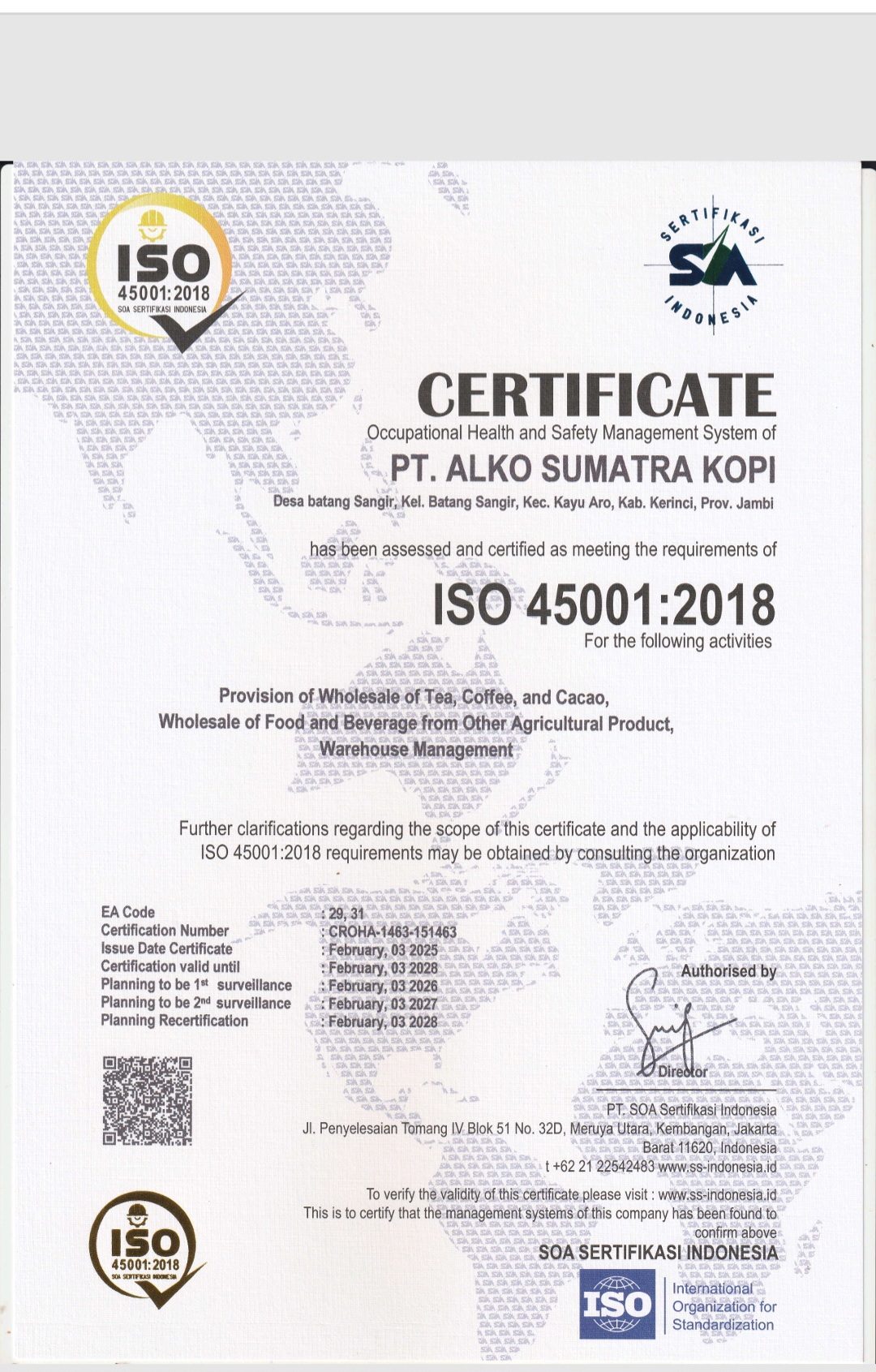 Keunggulan PT ALKO Sumatra International dengan Sertifikasi ISO 9001:2015