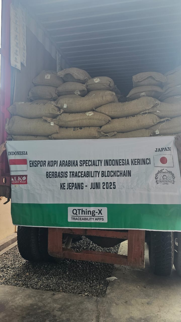 EKSPOR KOPI ARABIKA SPECIALTY KERINCI BERBASIS BLOCKCHAIN MENUJU JEPANG, BEKERJA SAMA DENGAN UMINOMUKO COFFEE
