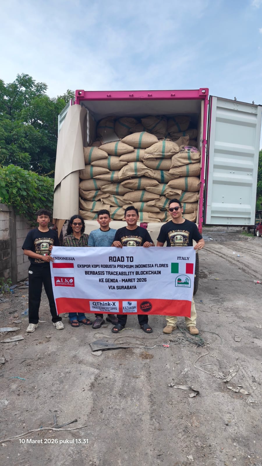 Ekspor Kopi Robusta Premium Flores Berbasis Traceability ke Genoa, Italia melalui Surabaya