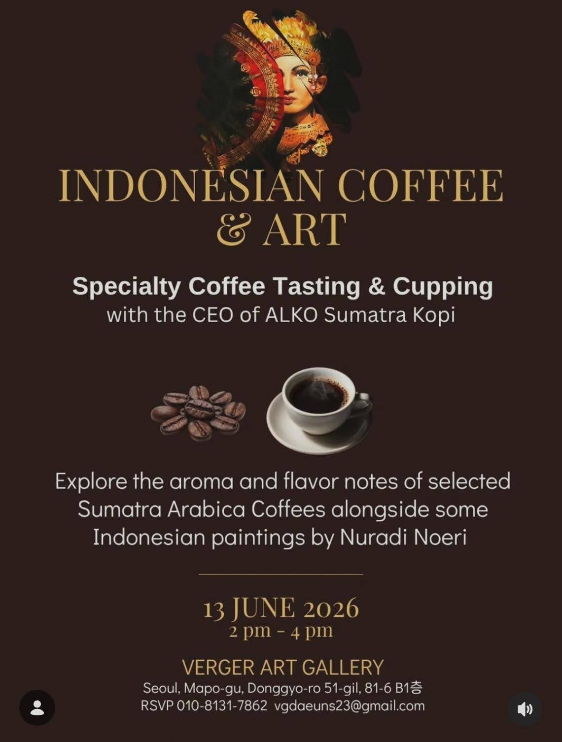 Kopi Indonesia dan Seni Nusantara Hadir di Seoul, ALKO Perkenalkan Specialty Coffee Sumatra di Verger Art Gallery Korea Selatan